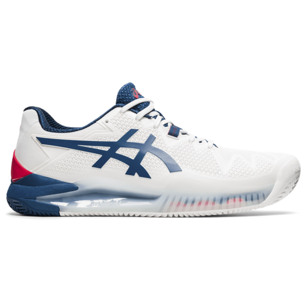 Meeste tennisejalats Asics Gel-Resolution 8 Clay M 2021 (White/Mako Blue)