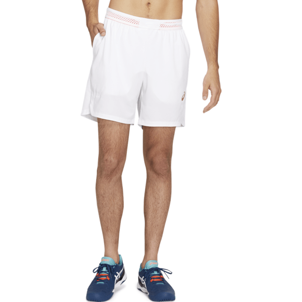 Lühikesed meeste tennisepüksid Asics Tennis M 7in Short 2021 (Brilliant White/Sunrise Red)