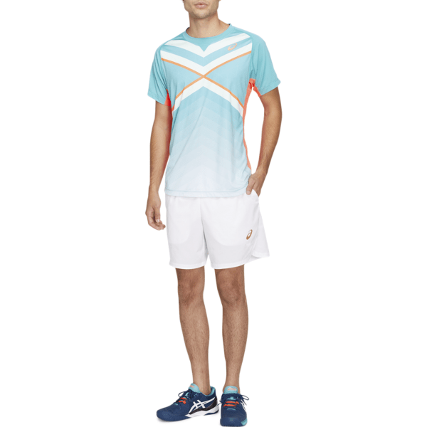 Lühikesed meeste tennisepüksid Asics Tennis M 7in Short 2021 (Brilliant White/Sunrise Red)