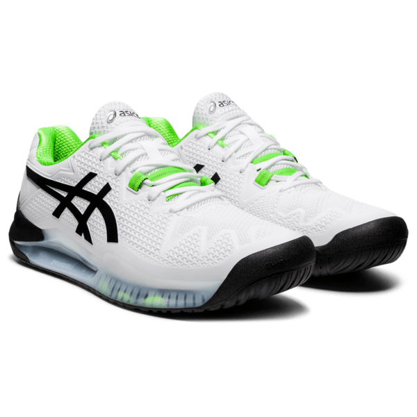 Meeste tennisejalats Asics Gel-Resolution 8 M 2021 (White/Green Gecko)