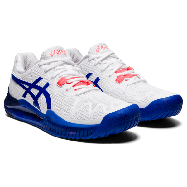 Naiste tennisejalats Asics Gel-Resolution 8 W 2021 (White/Lapis Lazuli Blue)