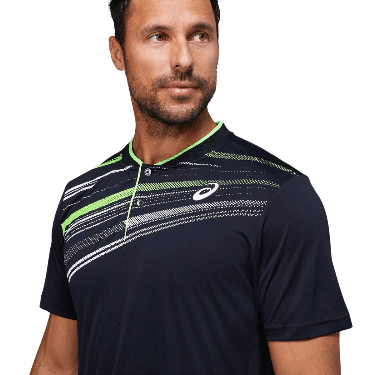 Meeste tennisesärk Asics Court Graphic Polo Shirt M 2021 (Performance Black)